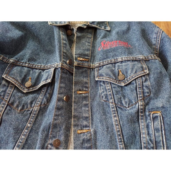 RARE BLUE DENIM JACKET BUTTERFIELD STAGE Silverton Las Vegas Size Large 90's - Picture 4 of 11